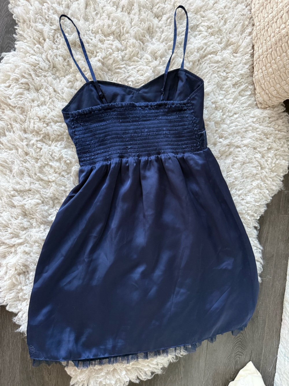 American Eagle Outfitters Navy Satin Spaghetti Strap Mini Dress - Picture 9 of 10